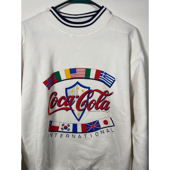 Vintage 1990 Coca Cola International Sweatshirt White Mens Medium - Picture 2 of 8